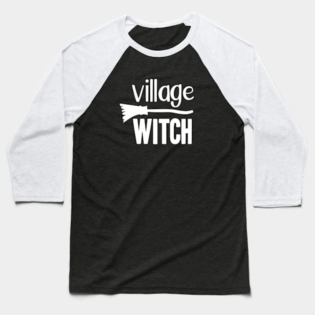 Village Witch Baseball T-Shirt by HungryDinoDesign